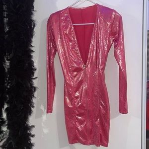 Small Pink sexy v cut dress
